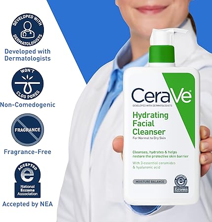 CeraVe Hydrating Facial Cleanser | Moisturizing Non-Foaming Face Wash with Hyaluronic Acid, Ceramides and Glycerin 237ML