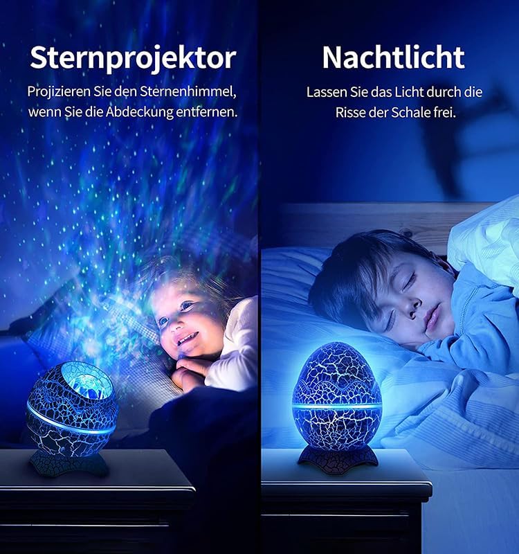 Dinosaur Egg Galaxy Projector: Night Light with Bluetooth Music