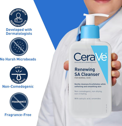 CeraVe SA Cleanser Salicylic Acid Face Wash with Hyaluronic Acid