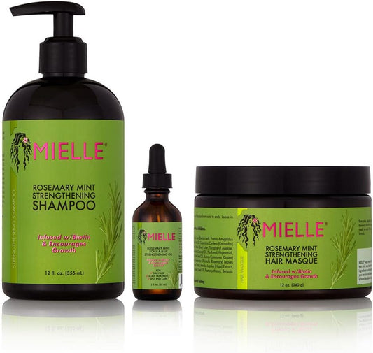 Mielle Organics Mielle/Rosemary Mint Strengthening/Shampoo/Hair Masque/Scalp & Hair Strengthening Oil (Serum)
